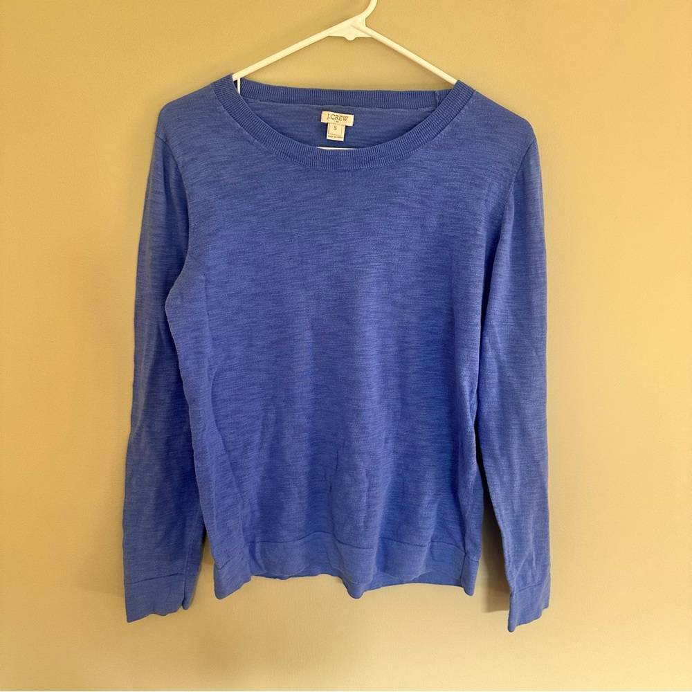 J.Crew Factory Light Blue 100% Cotton Crewneck Sweater S Lightweight Knit